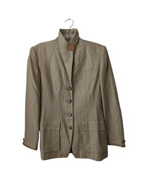 Lauren Ralph Lauren Vintage Leather Trimmed Linen Equestrian Jacket